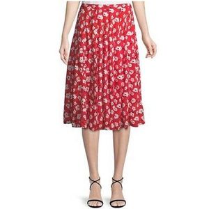 KARL LAGERFELD red floral midi skirt